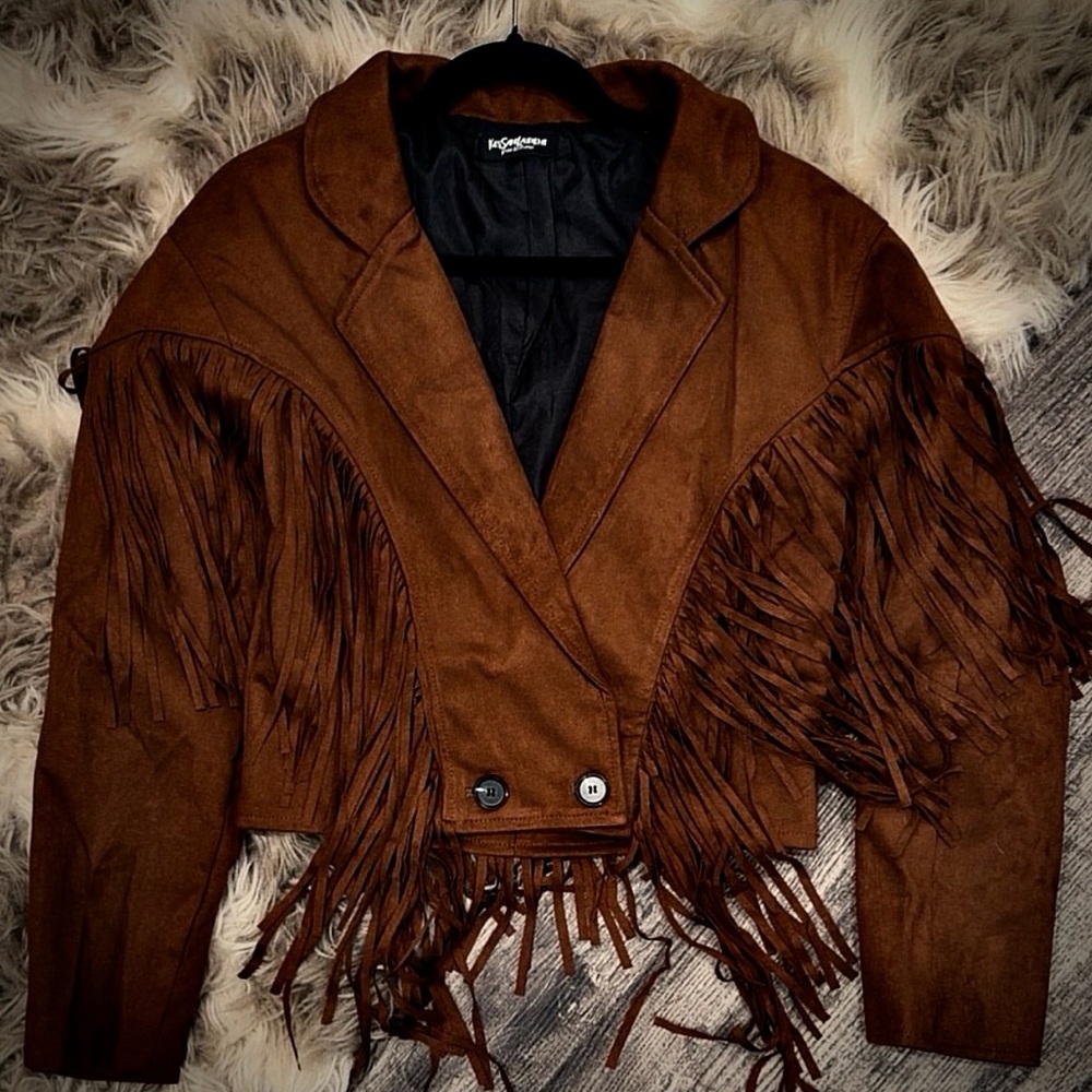 Brown Suede Fringe Jacket - NEW!! Small